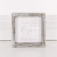 5" X 5" X 1.5" Wood Framed Sign (Where Flowers Bloom So Does.), White/Grey– 30152