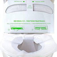 Biodegradable Half-Fold Toilet Seat Covers 250 Pk. Self-Flushing, Disposable Potty Papers Keep Toilets Clean and Family Healthy. Sanitary Paper Safety Covers for Commercial, Home, Travel and Kids Use