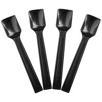 [100 Count] Black Plastic Gelato Tasting Spoons 4 Inch Mini Disposable Shovel Spoons for Sampling Yummy Desserts, Foods & Ice Cream - Frozen Dessert Supplies