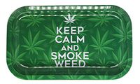 Rolling Tray Metal 10.5x6.5 (Keep Calm and Smoke)