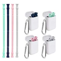 Reusable Straws With Case Travel Reusable Straws Drinking Reusable Straw Easy Carry Silicone Straws Portable Straw Reusable Straws Collapsible With Cleaning Brush 4 Packs