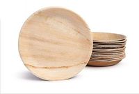 Bosnal - Palm Leaf Biodegradable Plates, 10 inch, Round, 25 pcs, Compostable, Bamboo and Wood Style, Stackable, Restaurant Grade, Earth Friendly, Alternative to Paper Plates