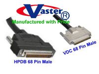 SCSI Cable, 3 ft VHDCI .8mm 68M to SCSI-3 MD68M (Thumbscrew) Cable
