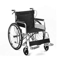 YL Lightweight Wheelchair, Foldable Stainless Steel Frame with Side Shield, Puncture Proof Tyres and Removable Footrests, Standard, Black