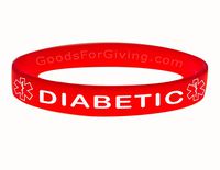 Diabetic ID Bracelet Wristband - Red - 8 Inches - Standard