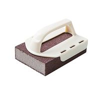 super1798 Durable Carborundum Sponge Scrub Handle Grip Brush Kitchen Cleaning Tool - Beige
