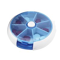hefeilzmy Mini Cute Weekly Plastic 7 Compartments Round Pill Organizer Case Rotatable by Button Travel Medicine Container Box 2 Pcs