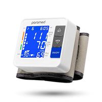 Wrist Blood Pressure Monitor by PARAMED: Automatic Blood-Pressure Kit of Bp Cuff Machine + 2AAA and Carrying Case - Large LCD Display with Backlight & 90 Sets Memory - FDA Approved