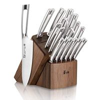 Cangshan TN1 Series 1021974 Swedish Sandvik 14C28N Steel Forged 17-Piece Knife Block Set, Walnut