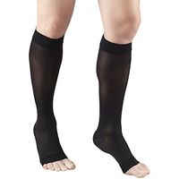 Truform Sheer Compression Stockings, 15-20 mmHg, Women's Knee High Length, Open Toe, 20 Denier, Black, 2X-Large