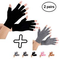 Brace Master 2 Pairs Women Compression Gloves Arthritis Gloves Fingerless Hand Brace Support Warmth for Finger Joint, Relieve Pain from RSI, Carpal Tunnel and Tendonitis (Large, Pureblack+Gray)