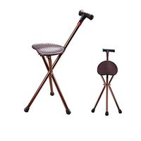 CXK Multi-Function Crutches, Non-Slip Foldable Radio Rotating Lamp Head Warning Light Massage Seat Function, Suitable for Outdoor Fishing Trekking Break