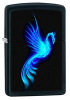 Zippo Lighter: Blue Phoenix - Black Matte 76524