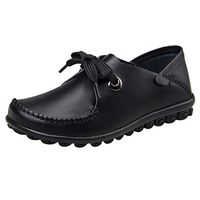 LONGDAY ❤ Women Sneaker Mary Jane Flat Comfort Walking Flat Loafer Lace Up Ballet Flat Ladies Casual Shoe Faux Leather Black