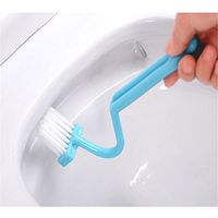 Bathroom Accessories M and F 1PC. Portable Toilet Brush Scrubber V-type Cleaner Clean Brush Bent Bowl Handle Color Random