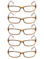 Ladies Reading Glasses 5 Pairs Pattern Design Readers Women Reading Eyeglasses (Brown, 2.50)
