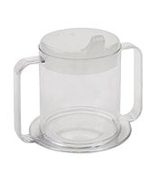 Independence 2-Handle Plastic Mug with 2 Style Lids, Lightweight Drinking Cup with Easy-to-Grasp Handles for Hot and Cold Beverages, Spill-Resistant Adult Sippy Cup (1-Pack)