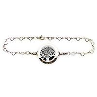 Tree of Life Aromatherapy Pendant Yoga Bracelet Essential Oil Diffuser Locket with 6 Felt Pads 25MM