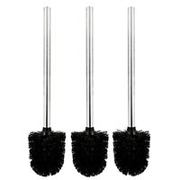 LUOEM 3pcs Toilet Brush Plastic Toilet Brushes with Stainless Steel Handle