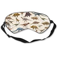 100% Silk Sleep Mask Eye Mask Dinosaur Print Soft Eyeshade Blindfold with Adjustable Strap for Sleeping Travel Work Naps Blocks Light