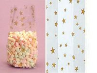 10ct Small Gold Celestial Stars 7x2x3" Cello Cellophane Party Treat Food Snack Bags nfLG -545