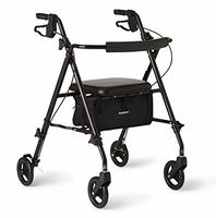 Medline Freedom Lightweight Folding Aluminum Mobility Rollator Walker with 6-inch Wheels, Adjustable Seat and Arms, Black