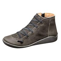 Womens Arch Support Boot Soft Flat Heel Walking Ankle Boots Ankle Boot Casual Lace Up Booties (9.5-10, Gray)