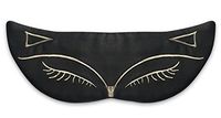Double Sides Pure Silk Sleep Eyes Mask Lovely Fox Sleeping Cover with Elastic Adjustable Strap (Black)