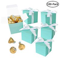 Faylapa 100Pcs Green Gift Candy Box,Party Favors Boxes with Ribbon Square Gift Bonbonniere Baby Shower Party Birthday Decor