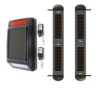 SOLAR POWERED WIRELESS INFRARED 4-BEAM MOTION DETECTORS & SOLAR POWERED WIRELESS SIREN & FLASHING STROBE LIGHT & REMOTE CONTROLS