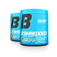 Beast Sports Nutrition 2 Shredded: Thermogenic Powder, Metabolism Booster, and Appetite Suppressant | Best Fat Burner for Weight Loss and Reduced Water Retention, 45 Servings, 2 Pack (Tropical Breeze)
