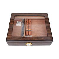 ZLMMY Cigar Humidor Handmade Wood Cigar Box Desktop Humidor with Hygrometer and Humidifier,Cedar Divider Holds 20-25