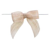 White Burlap Pre-Tied Bows with Wire Closure 3" x 2 1/4" (W x H) 12 per Pack