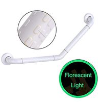 Angled Shower Grab Bar with Anti-Slip Grip Tap, Fluorescence, Stainless Steel Toilet Safety Rails for Bathtub Toilet Bathroom Handrail, Wall Mounted (White)