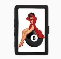 Pinup Girl 8 Ball Sexy Vintage Black Cigarette Case Holder Wallet RFID-Blocking