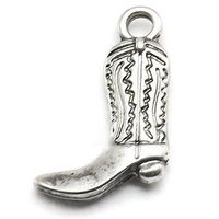 20 Cowboy Boot Charms Silver Tone