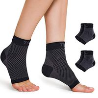 TSLA Unisex Ankle Brace Sleeve Plantar Fasciitis Heel Arch Pain Support Compression Socks, 2pairs(mza22) - Black/Black, S/M (Men 4-8 / Women 5-9)