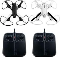 SHARPER IMAGE Two Pack 5-Inch Mach Racer Drones, 2.4GHz Rechargeable RC 6-Axis Quadcopter Kit, LED Lights, Autopilot System - White vs. Black