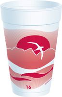 16 oz Horizon Foam Cup 25/Bag Printed in Cranberry/White