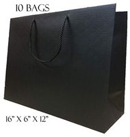 Extra Large Black Gift Bags with Handles Big Paper Shopping (10 Bags) 16x6x12 Matte Luxury Modern Fancy Elegant for Presents Merchandise Retail Boutique Clothing Wedding Birthday Bridal Baby Shower