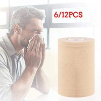 YAMY Toilet Paper Unbleached, 100% Natural Wood Pulp Tissues Paper, Strong & Absorbent Roll Paper Towels, Soft Recycled Hollow Roll Paper Kitchen Roll Towels Bath Tissues (12PC)