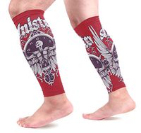 LEVEIS Red Skeleton Skull Calf Compression Sleeves 1 Pair, Leg Performance Support for Shin Splint Calf Pain Relief Men & Women Guards Sleeves for Running Cycling