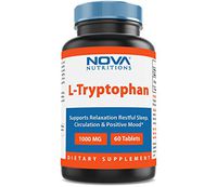 Nova Nutritions L-Tryptophan 1000 mg 60 Tablets - Tryptophan Supplements for Natural Sleep Aid, Stress Relief, Circulation & Immune Support
