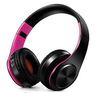 FARVOICE Bluetooth Headphones On Ear Stereo Wireless Headset Wireless Headphone Headset with Microphone for PC/Cell Phones/TV (Rose-Black)
