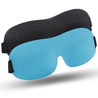 3D Sleep Mask,saillsen Contoured Sleep Eye Mask, Comfortable & Super Soft Sleeping Mask with Adjustable Straps for Women & Men, with EarPlugs & Yoga Silk Bag,2 Pack Black/Lake Blue