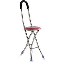 WW Crutch Chair Stainless Steel Collapsible Comfortable Non-Slip Reinforced Four-Legged Cane Stool