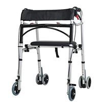 Jonigo Walker Elderly Walker Rehabilitation Walker with Hand Brake Adjustable Height Brake Four Wheel Light and Stable, Effortless with Seat