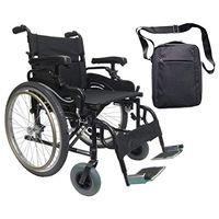 Karman KM8520F-22W Aluminum Lightweight Bariatric Manual Wheelchair, Fixed Wheels & Heavy-Duty Front Polyurethane Casters 22"W X 18" D Seat & Free Front Zip Pocket Black Bag!