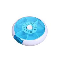 LazyMe Weekly Pill Case Box Pocket Cute 7 Compartments Medicine Organizer (Blue)