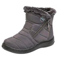 Goldweather Women's Warm Snow Boots with Zipper Waterproof Anti-Slip Fur Lined Winter Ankle Boots(Gray,9)